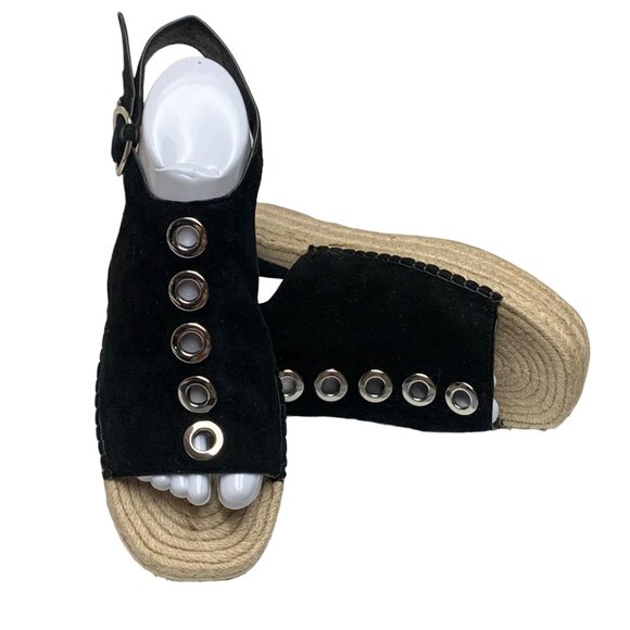 SOL SANA Black Suede Jute‎ Platform Slingback Espadrille Sandals **NWOB - Picture 12 of 13